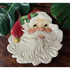 Fitz & Floyd Omnibus Santa Claus Canape Snack Desert Cookie Plate Vintage Xmas